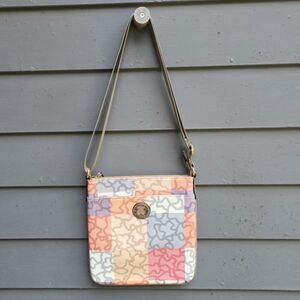 TOUS Leather Patchwork Kaos Crossbody Bag Orange Taupe